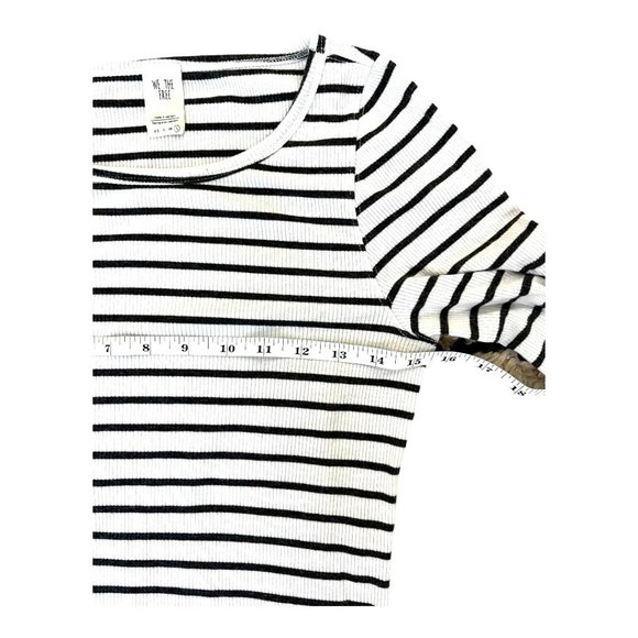 Free People Good Find Black and White Bell Sleeve Stripped Long Sleeve Top, L - Picture 9 of 9